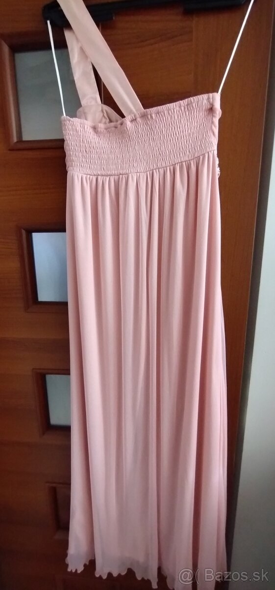 Ružové spoločenské šaty v. 38 a sveter, - 3