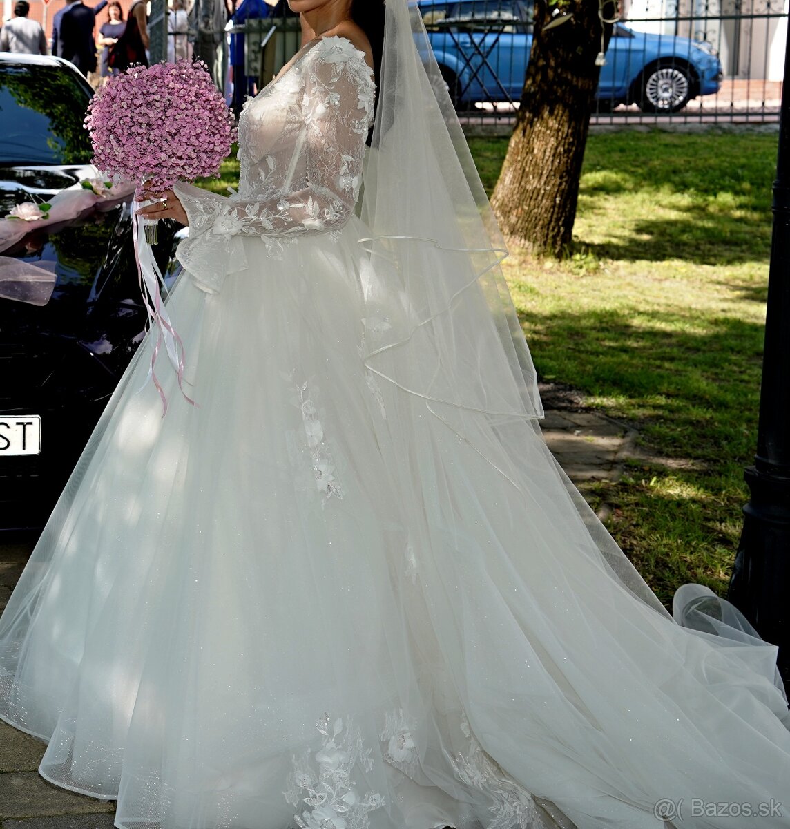 Luxusné svadobné šaty, ručne šité, veľkosť XS - 3