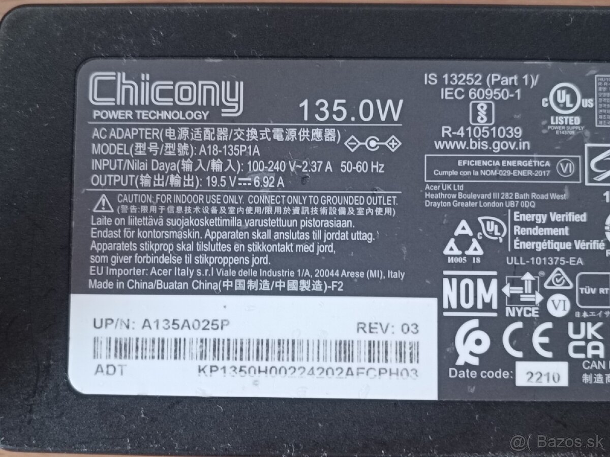 Chicony nabíjačka for Acer - 135W - 3