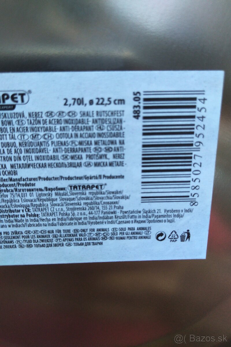 Miska pre psa 2,7L - 22,5cm - 3