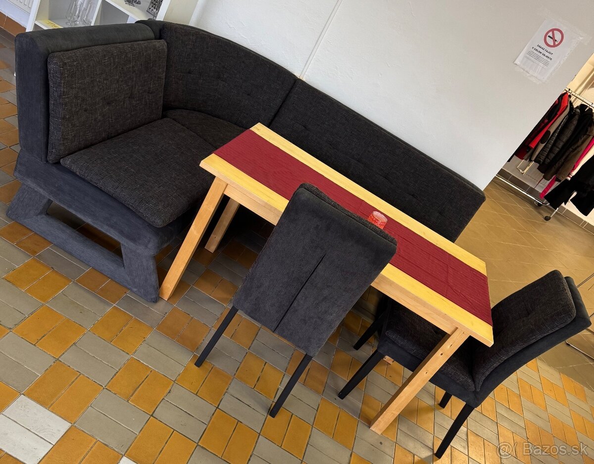 Rohová lavica + stôl + 2 stoličky - 3