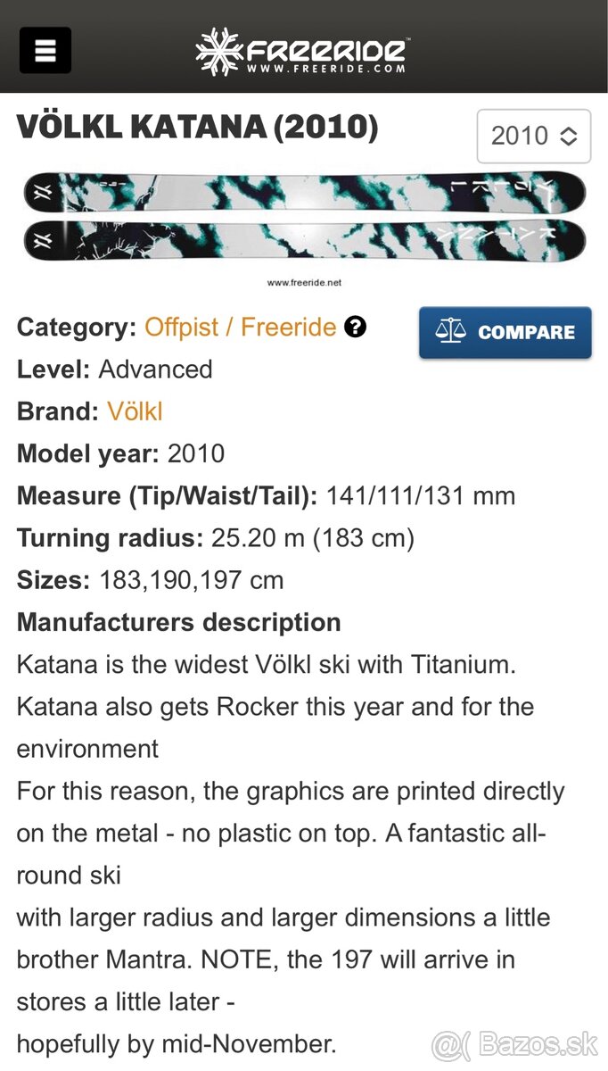 Predam FREERIDE lyze Volkl KATANA 183cm - 3