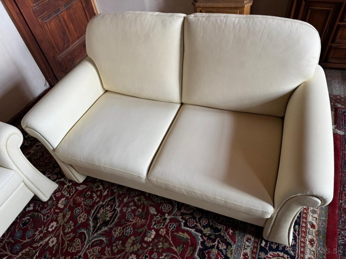 Krémová kožená sedací souprava 3+2,5657 - 3