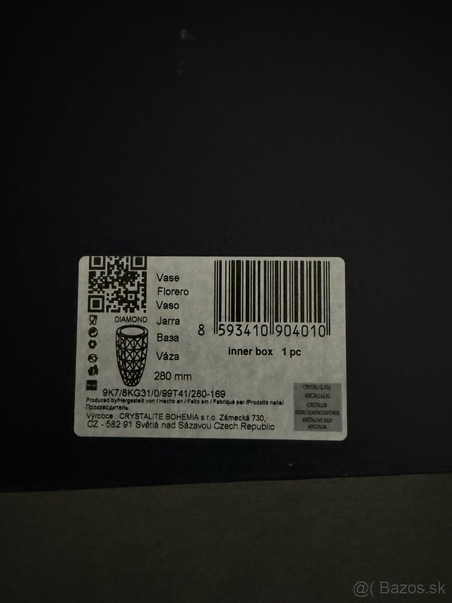 Bohemia Cristal, váza, nepouzita, nepoškodená v pôvodnej kra - 3