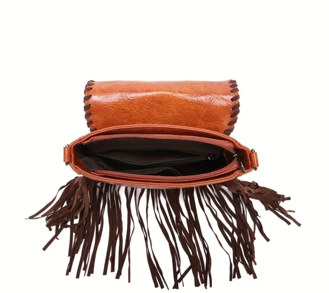 Kožená taška so strapcami-NOVÁ - 3