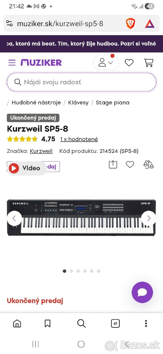 Kláves kurzweil sp5-8 - 3