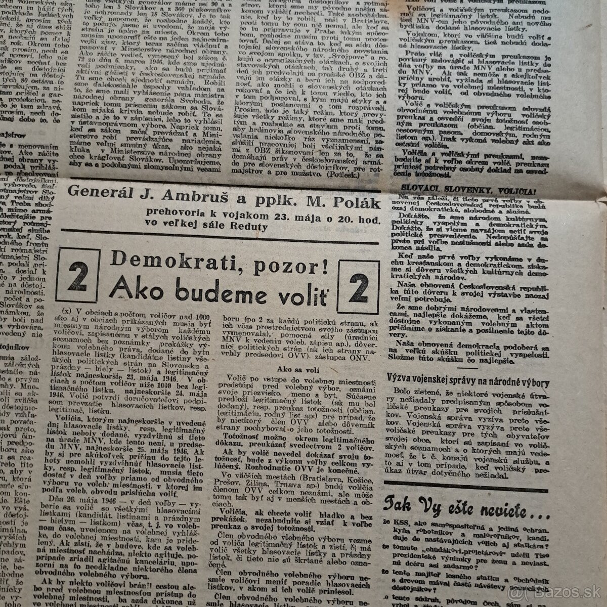 Originál povojnové noviny ČAS 1946 - 3