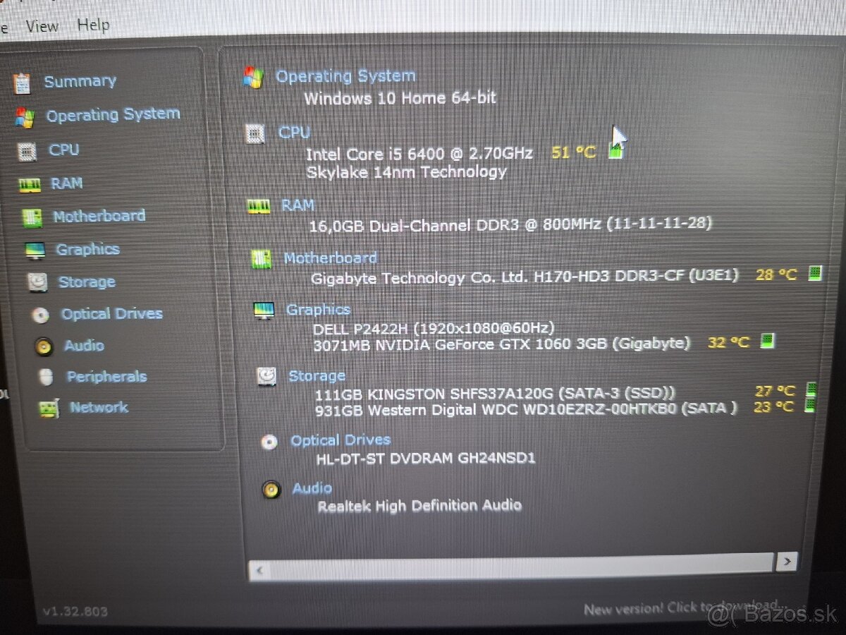 Herný pc Nvidia geforce gtx 1060 3GB Intel core i5 6400 - 3