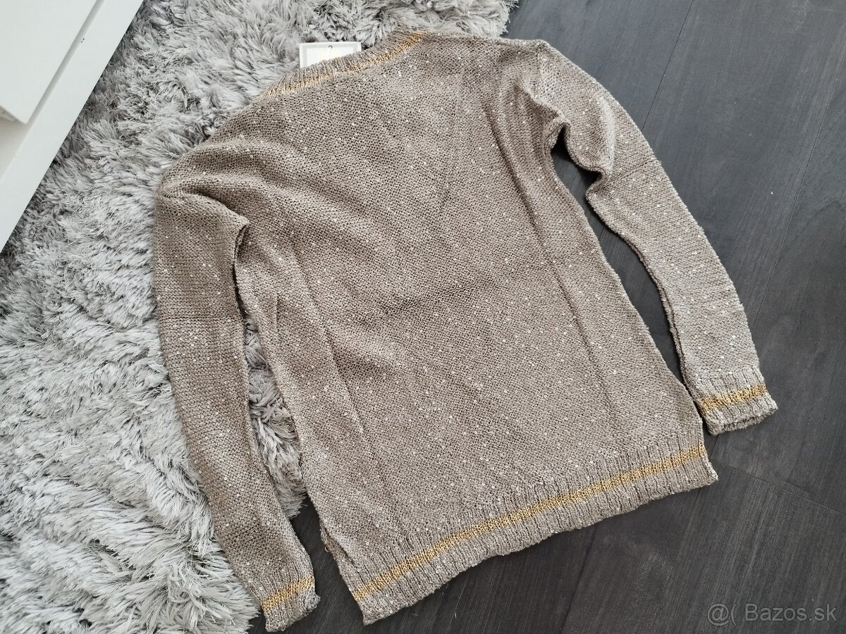 Luxusný hnedý pulóver S/M - 3