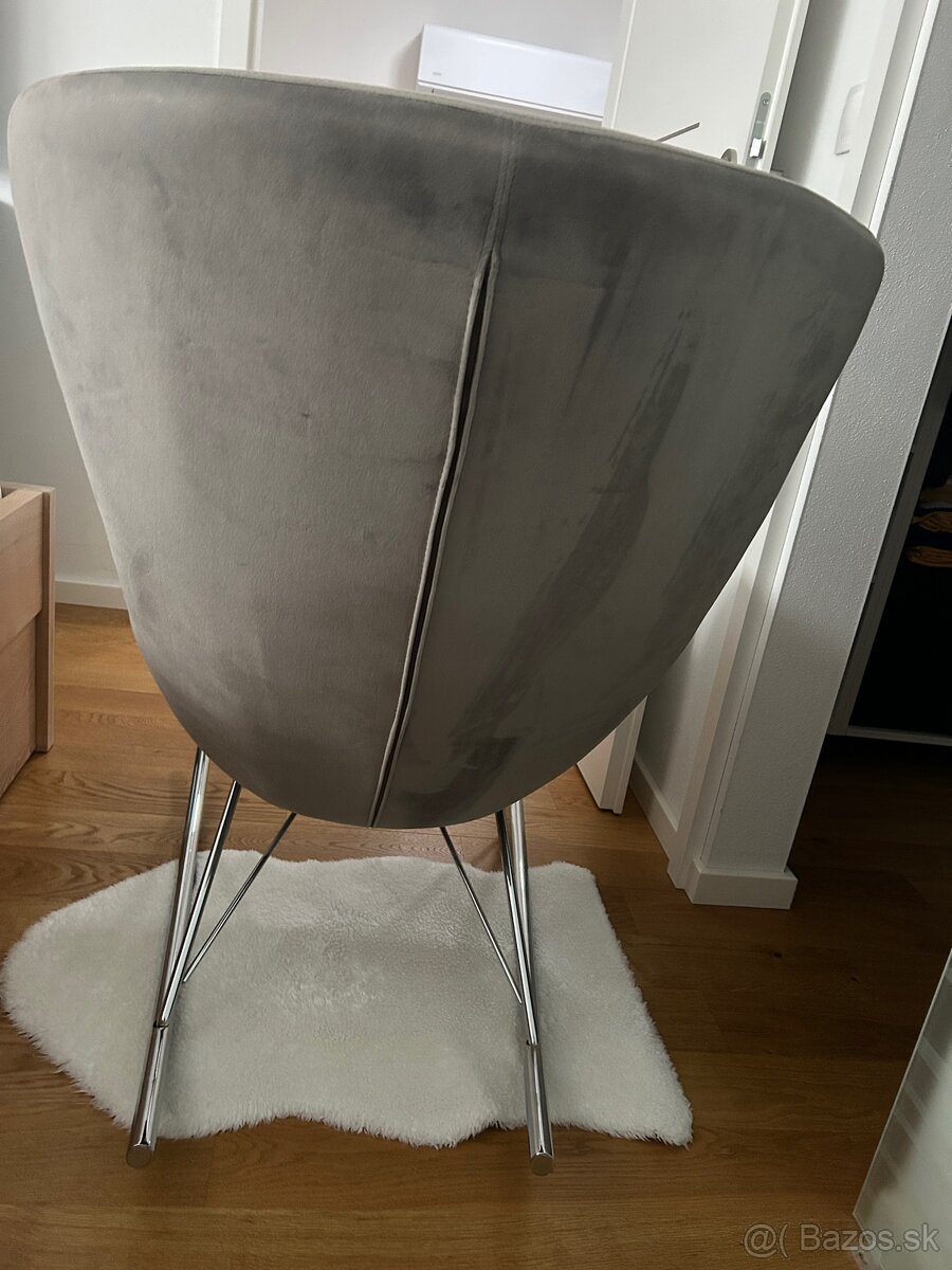 Moderné hojdacie kreslo Scandinavia Swing - sivý zamat - 3