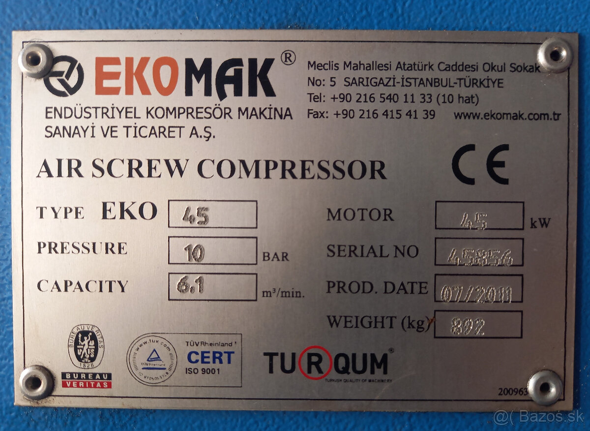 Skrutkový kompresor EKOMAK 45 kW - 3