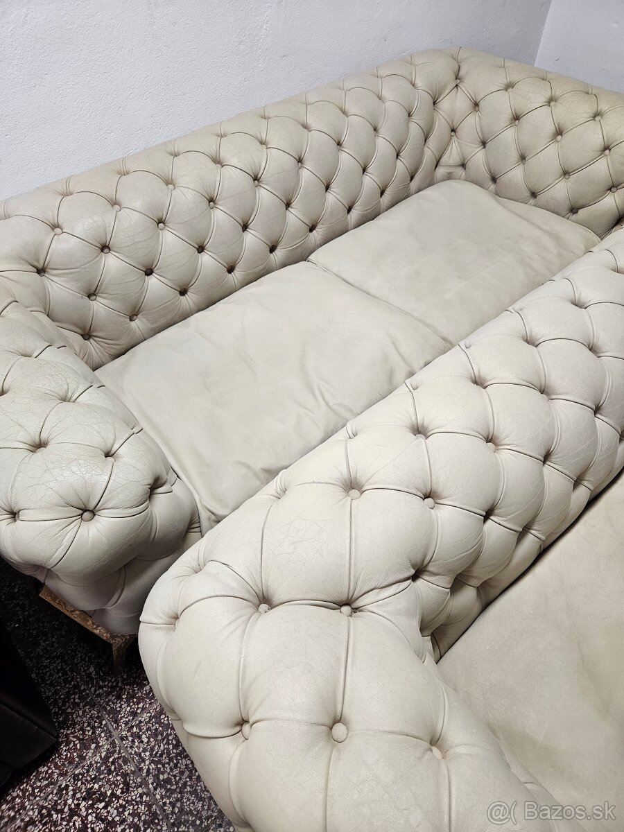 CHESTERFIELD ŠTÝL-CALIA ITALY,KOŽENÁ SEDAČKA 3+2+1,NEROZŤ. - 3