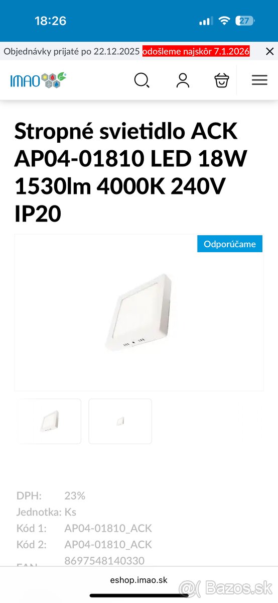 Stropné LED svietidlo 18W - 3
