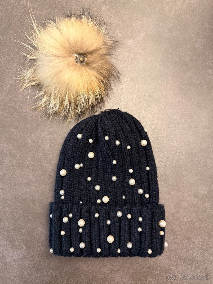 Dámska zimná čiapka s pravou kožušinou - 3