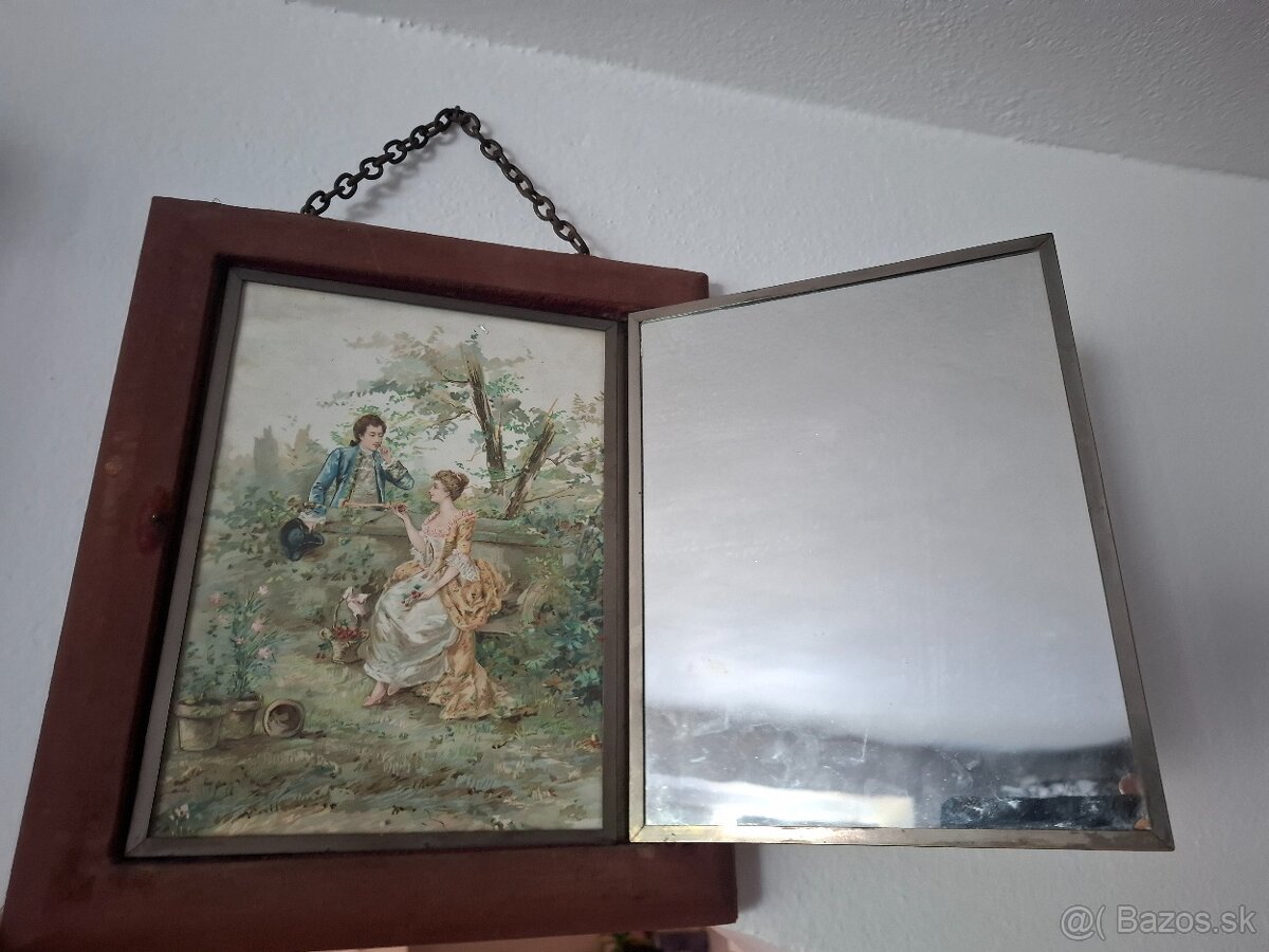 Predám starožitné toaletné závesné zrkalo s obrázkami 45 € - 3