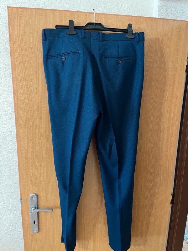 Modré oblekové nohavice - Zara - 3