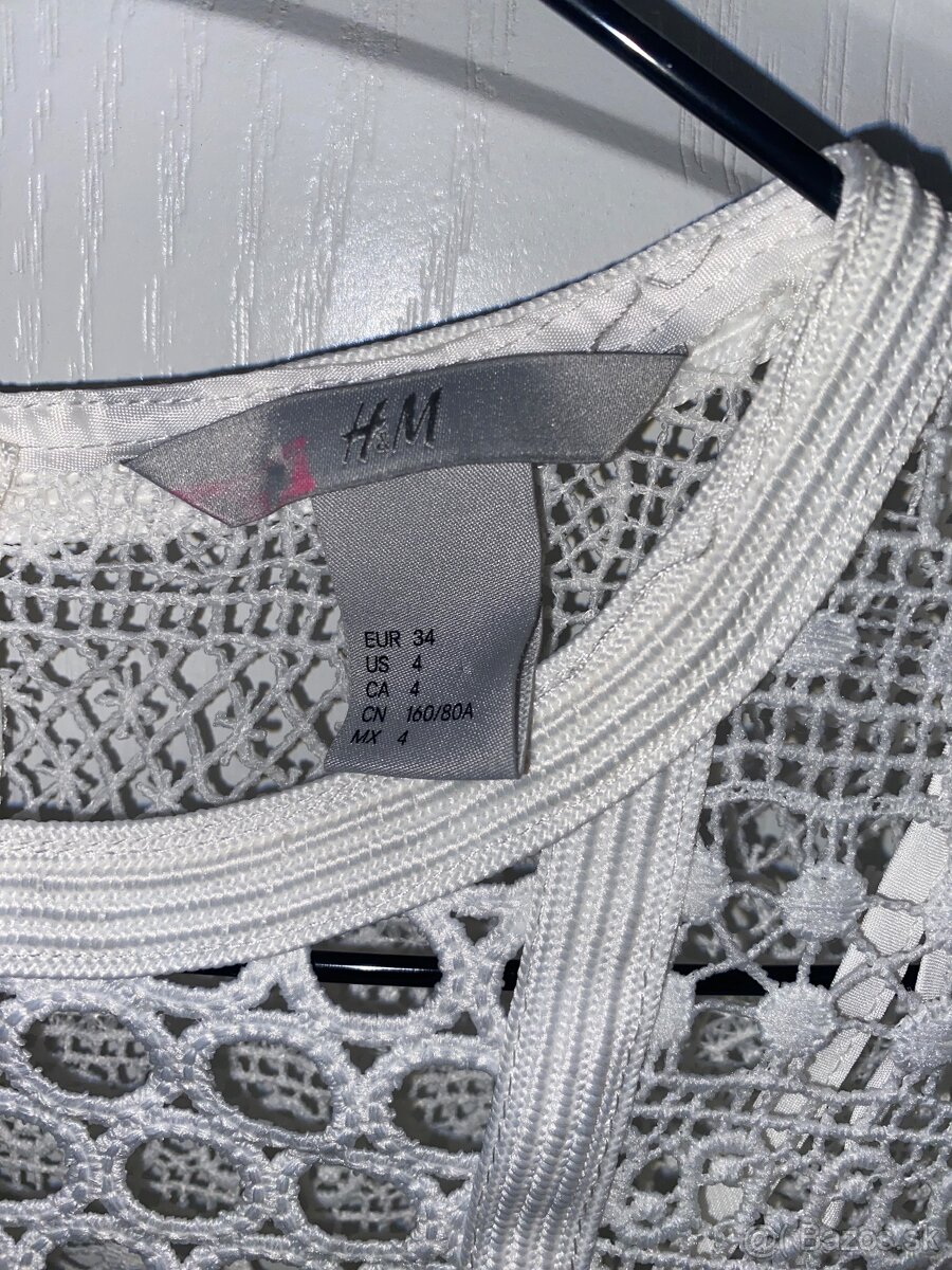 H&M biele cipkovane saty velkost 34 - 3