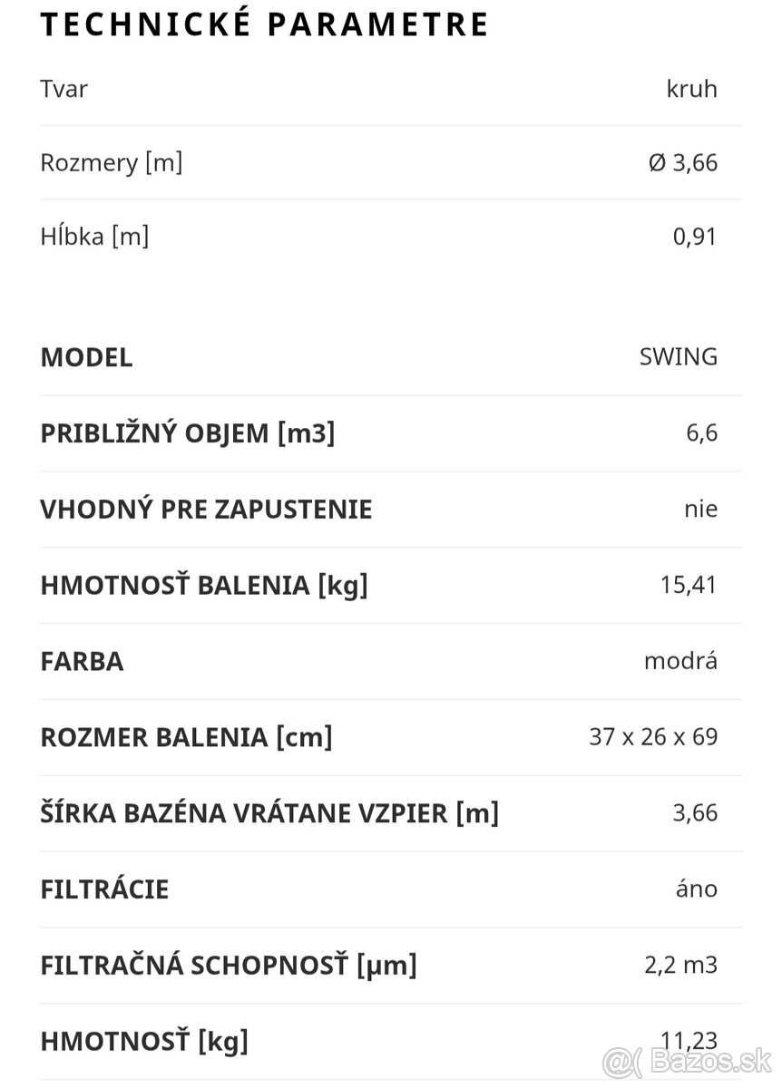 Uplne novy Bazen swing splash 3.66 x 0.91 - 3