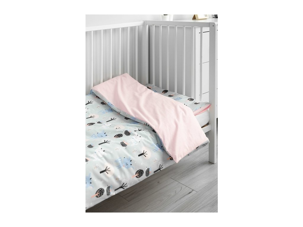 Obliečky do postieľky Jelene 100 x 135 cm Ružová/Modrá - 3