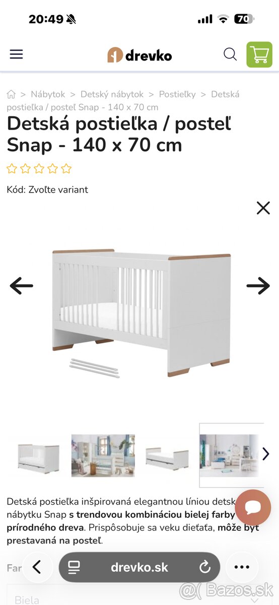 Detská postieľka/posteľ Snap - 140x70 cm - 3