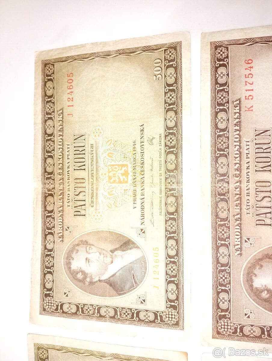 BANKOVKY 500 KČS, 1946, RŮZNÉ SÉRIE, NEPERFOROVANÉ - 3