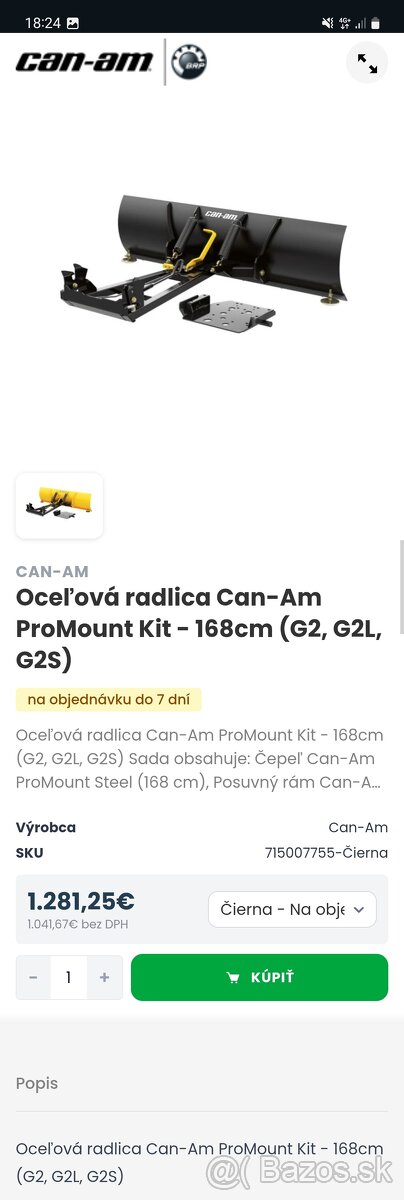 Oceľová radlica Can-Am ProMount Kit - 168cm (G2, G2L, G2S) - 3