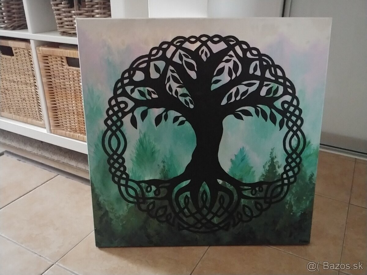 Obraz Strom života, rozmer 60 x 60 cm, malba na plátno - 3