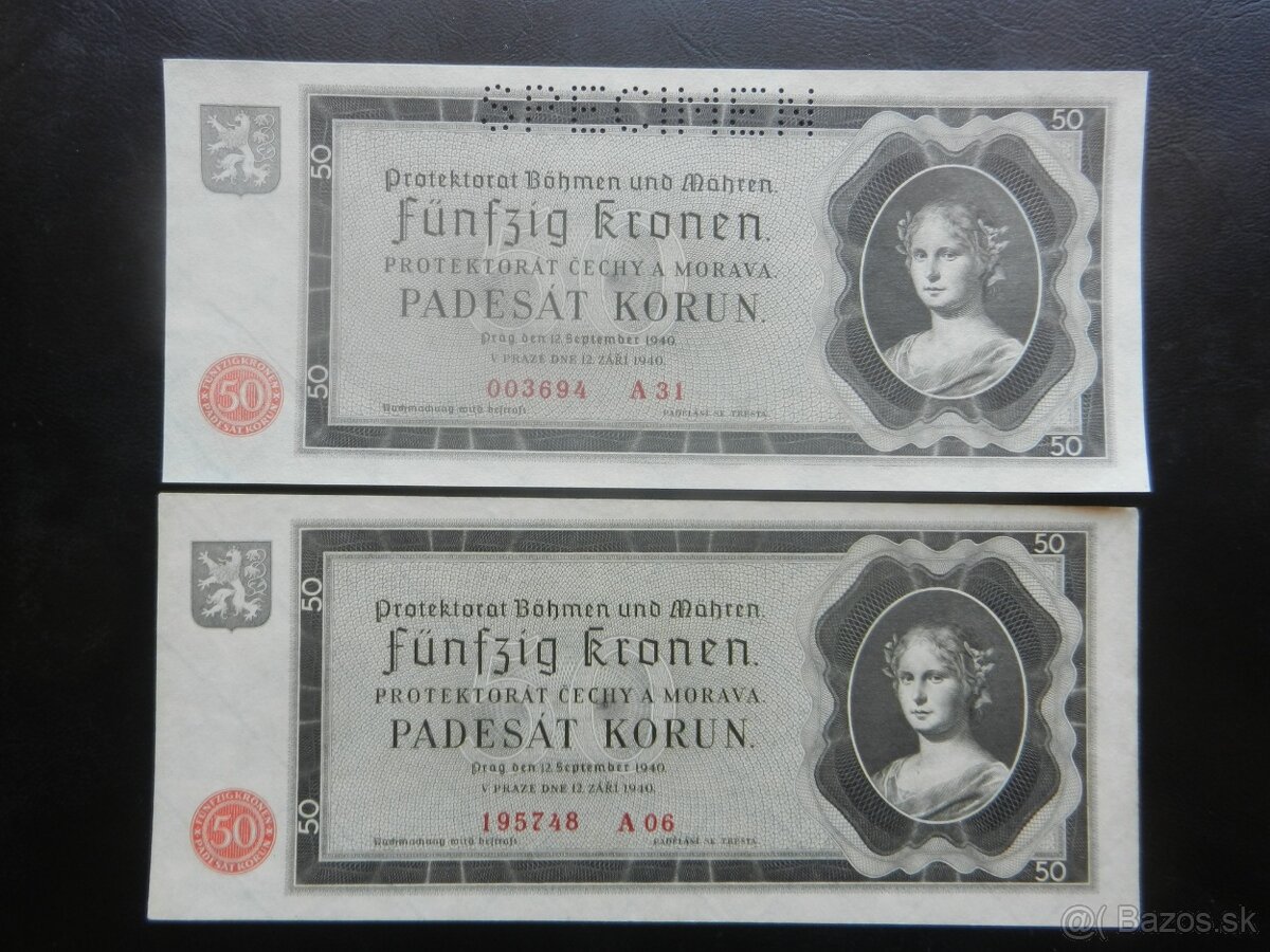 Bankovky Protektorát perforované a neperforované - 3