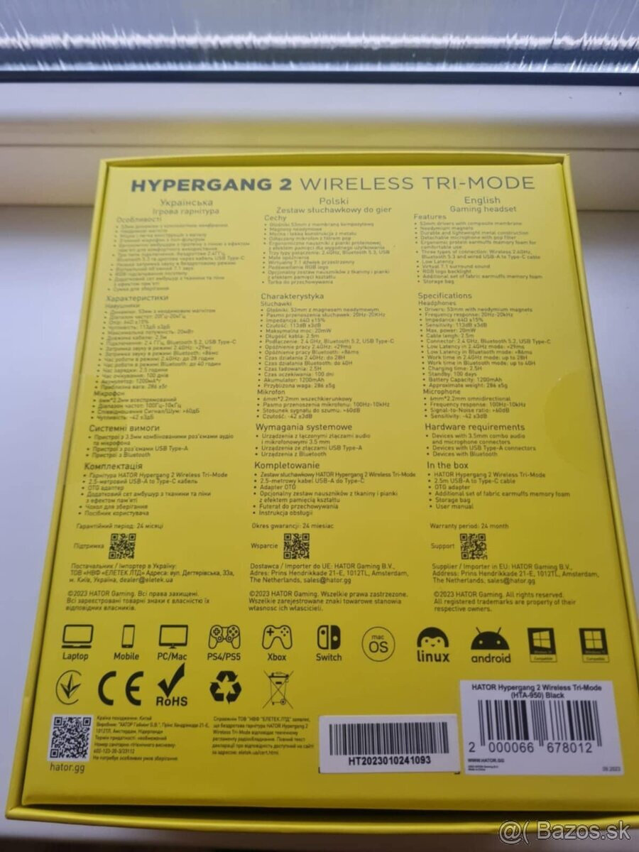 Predám slúchadlá HATOR Hypergang 2 wireless tri -mode - nove - 3