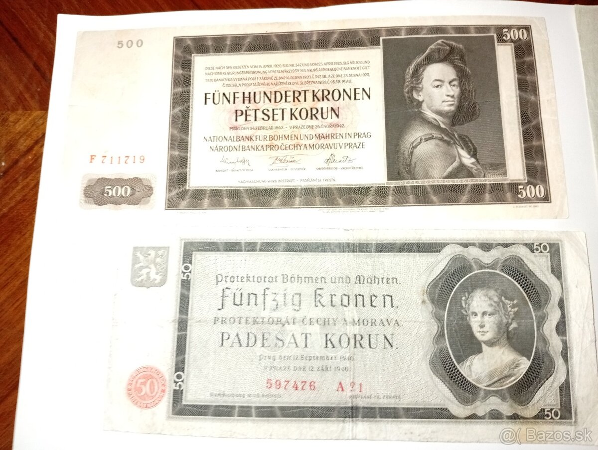 SESTAVA BANKOVEK 1-1000 K, 40. LÉTA, VŠE NEPERFOROVANÉ - 3