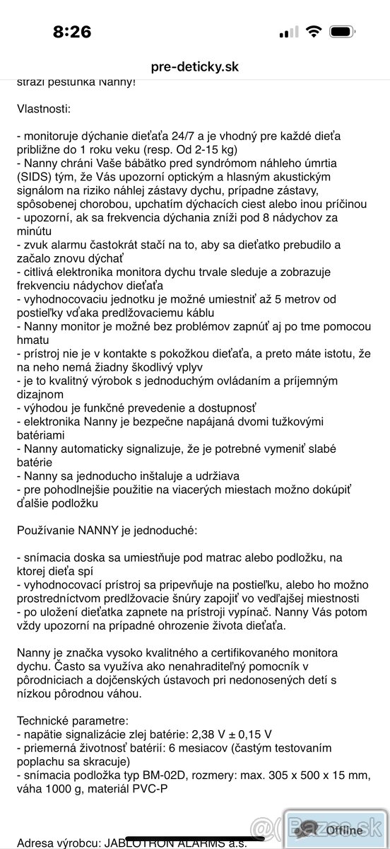 Monitor dychu Jablotron Nanny BM-02 - 3