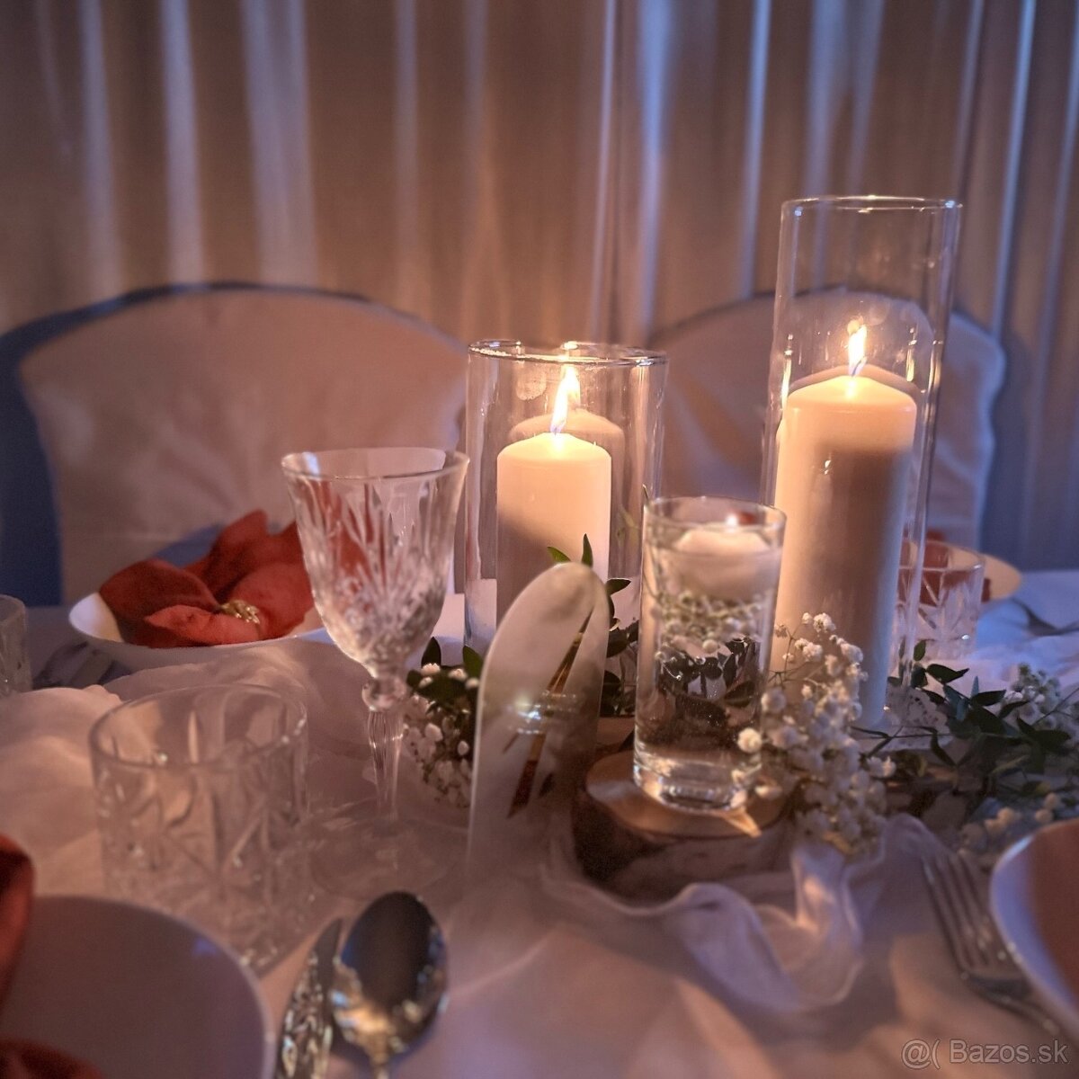 Svadobná výzdoba, návleky na stoličky, sukne, obrusy - 3