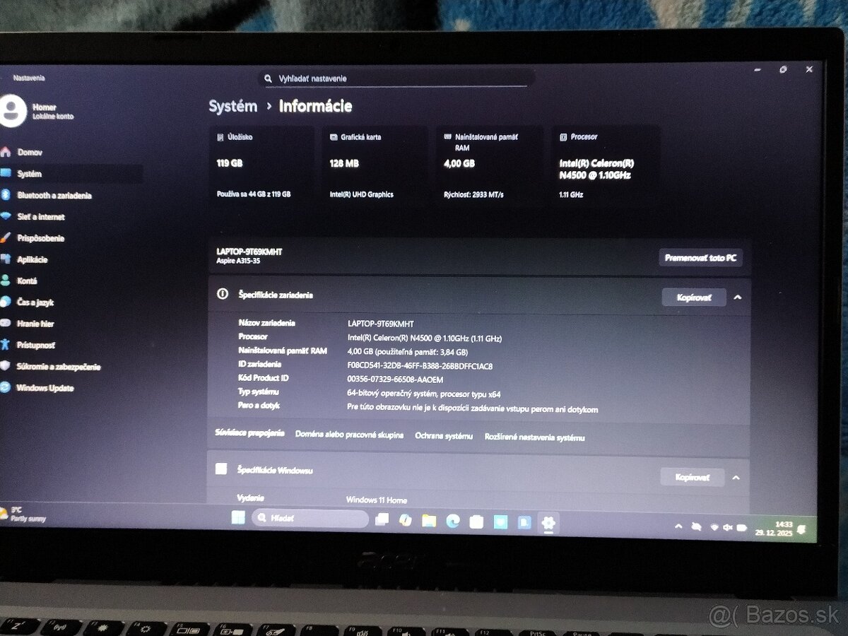 Acer Aspire 3 /Win11/4 GB DDR4/128GB/Intel UHD/1920x1080 - 3