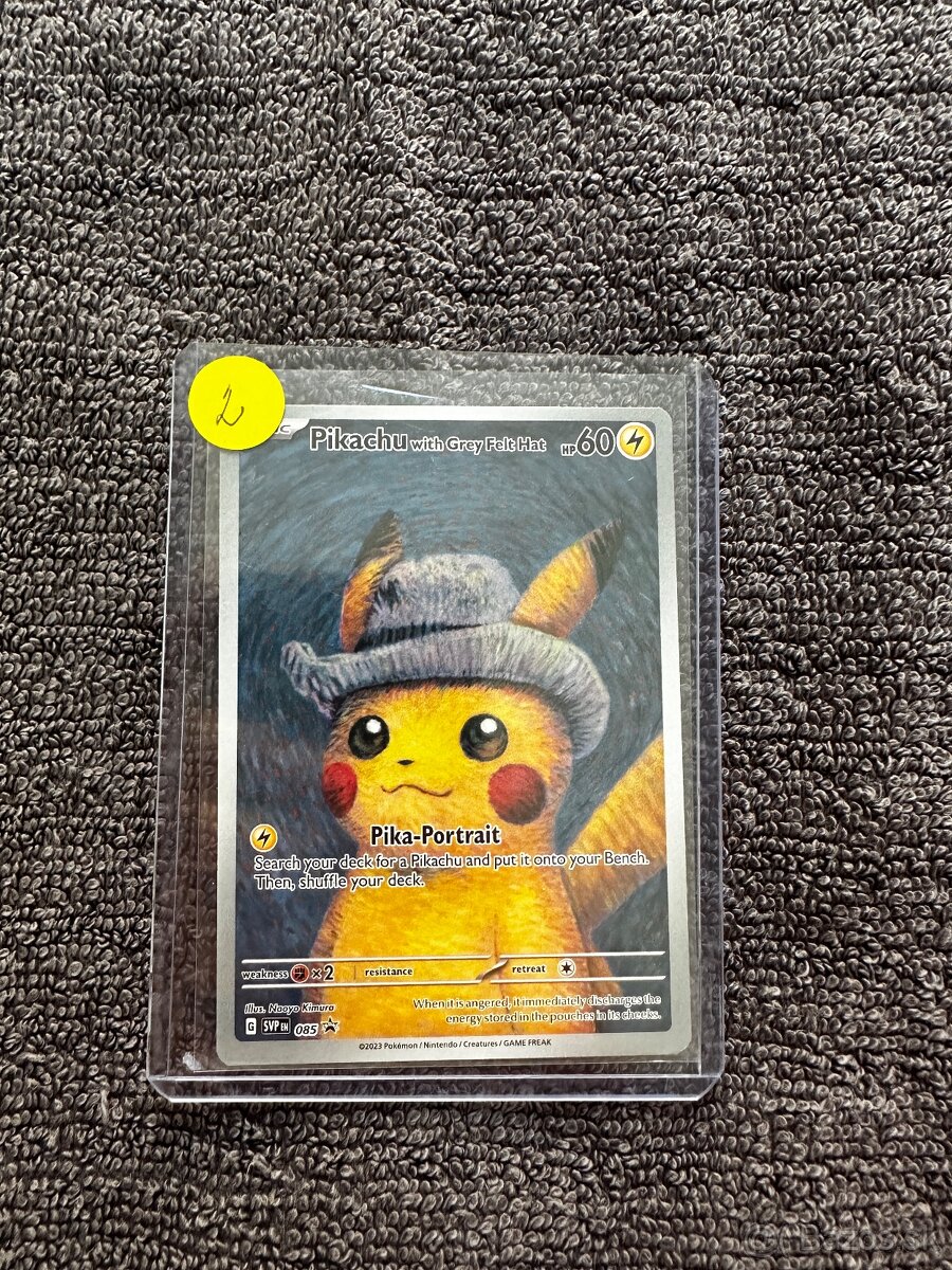 Pokemon Pikachu grey felt hat Van gogh promo unsealed - 3