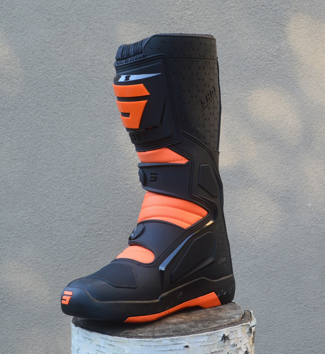 topánky MX ATV ENDURO čižmy čierno oranžové fluo shot