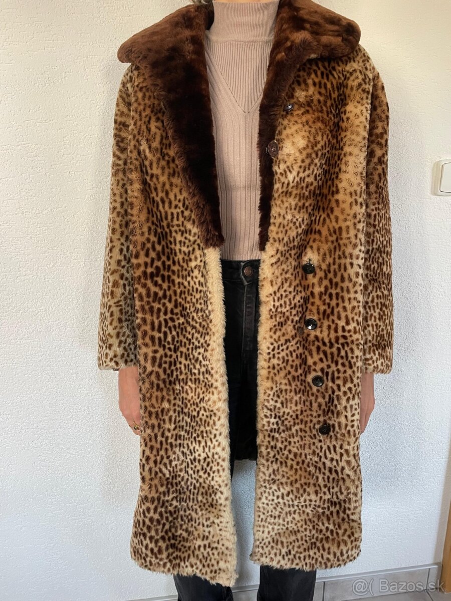 Vintage - pravý kožuch vzor "leopard" - 3