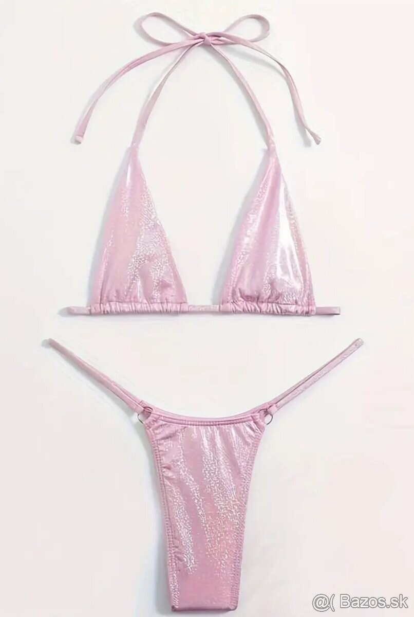 Krásne trblietavé plavky v.S -ružové - 3
