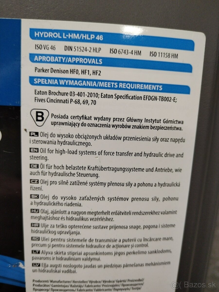 Hydraulický olej HYDROL L-HM/HLP 46 na Bager Zetor Žeriav - 3