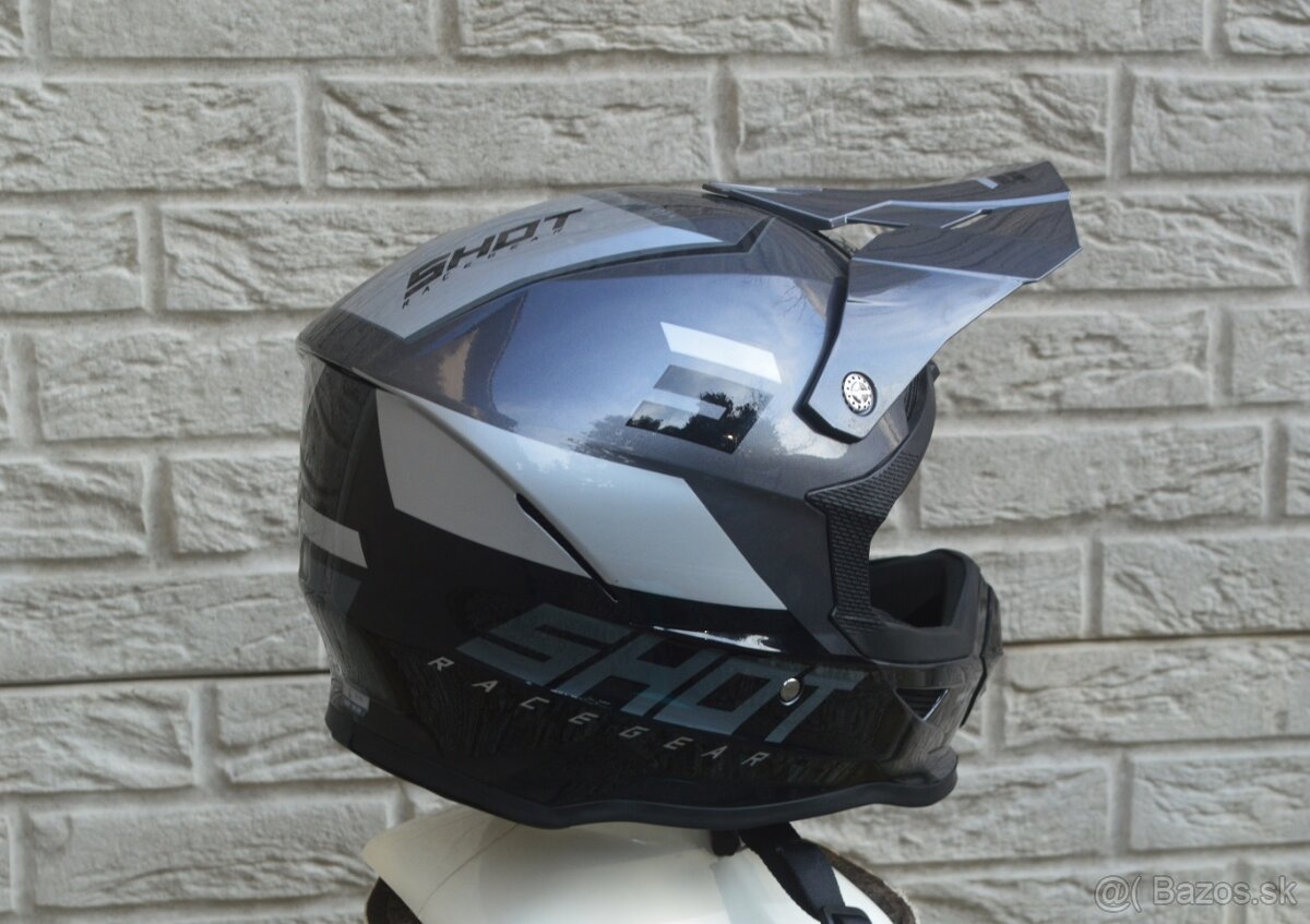 Predám prilba shot šedo čierna lak. - 3