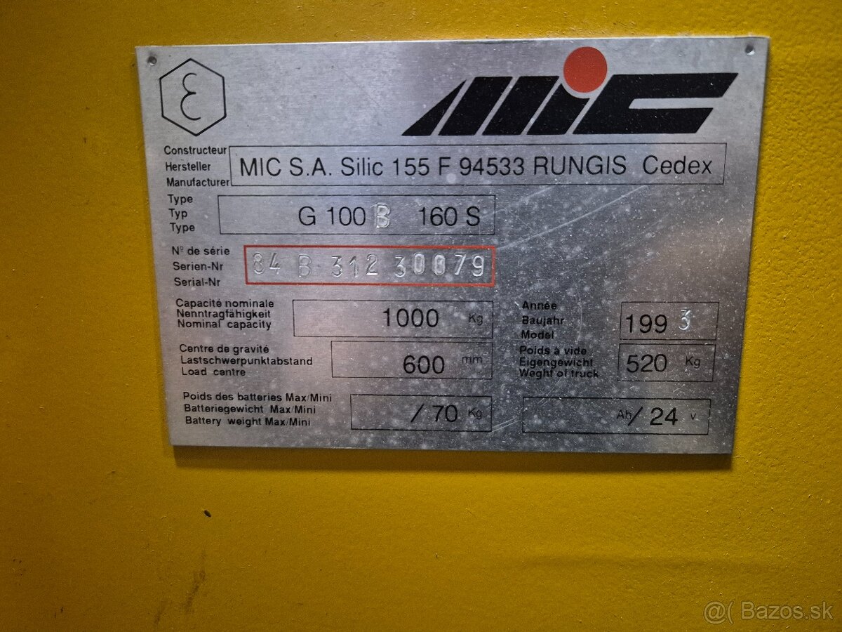 Ručný paletový elektrický VZV MIC G100B - 3