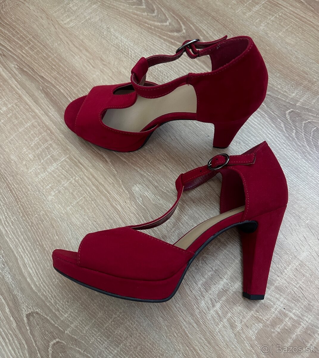 Dámske letné červené sandále - 3