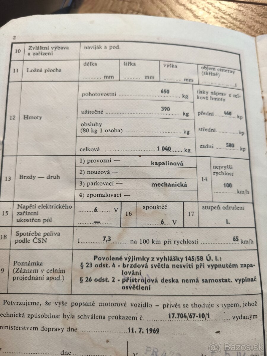 Predám starý TP na Trabant combi P 601 r. 1970 - 3
