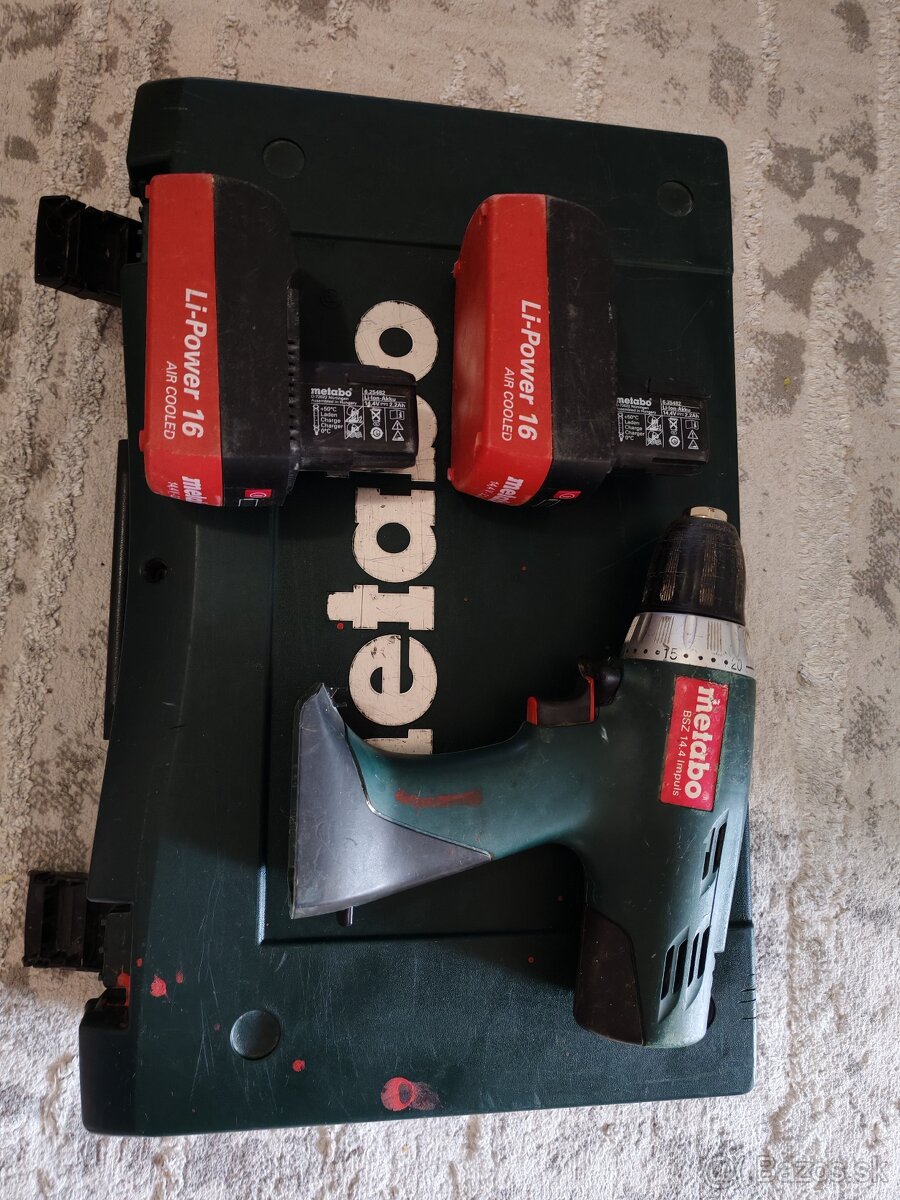 Predám set vrtačky Metabo BSZ 14.4 Impuls + 2x baterka - 3