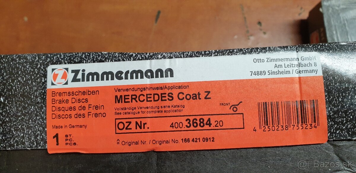 Zimmermann Coat Z brzdove kotuče komplet