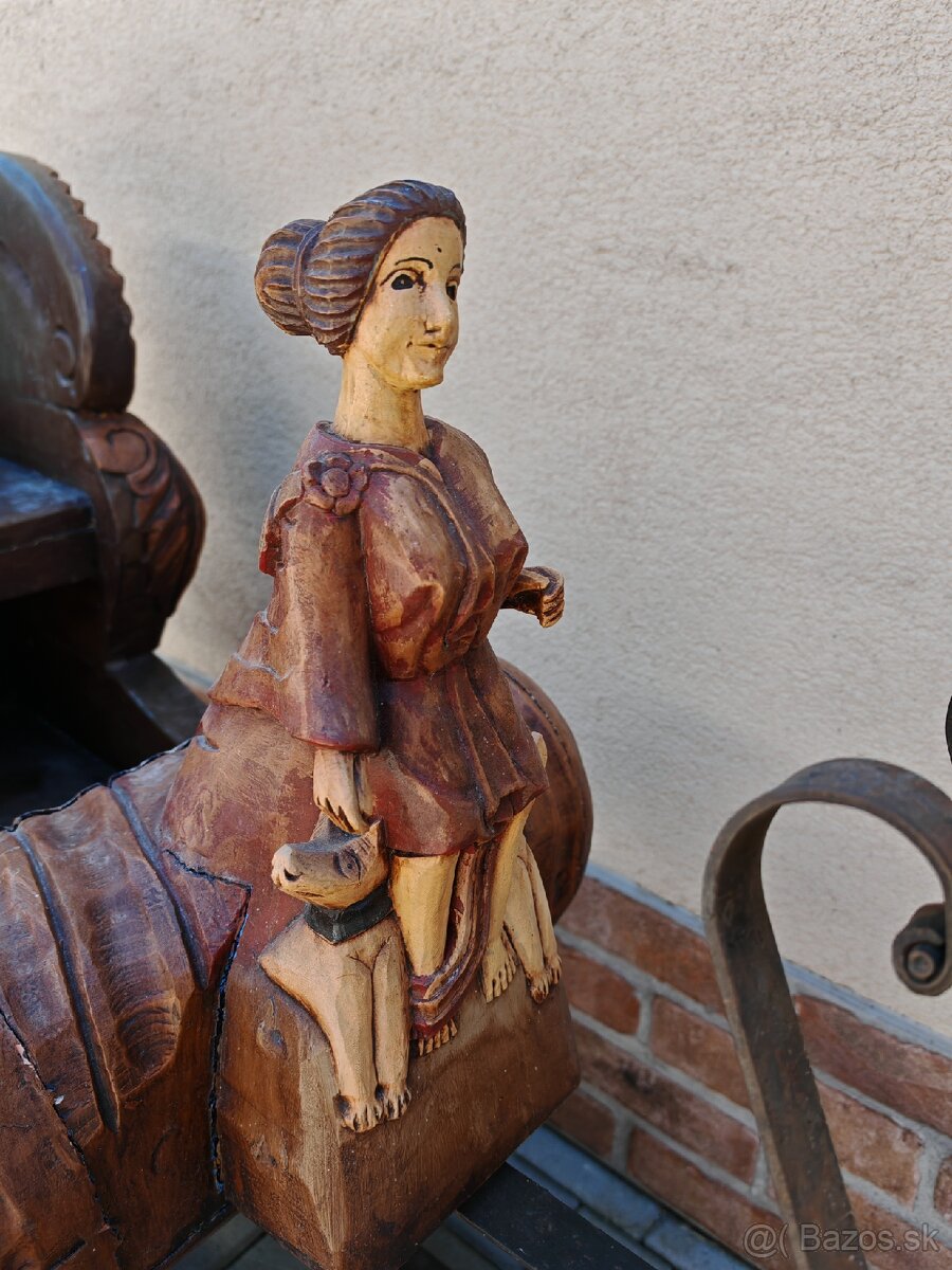 Veľké drevené starožitné sane - 3