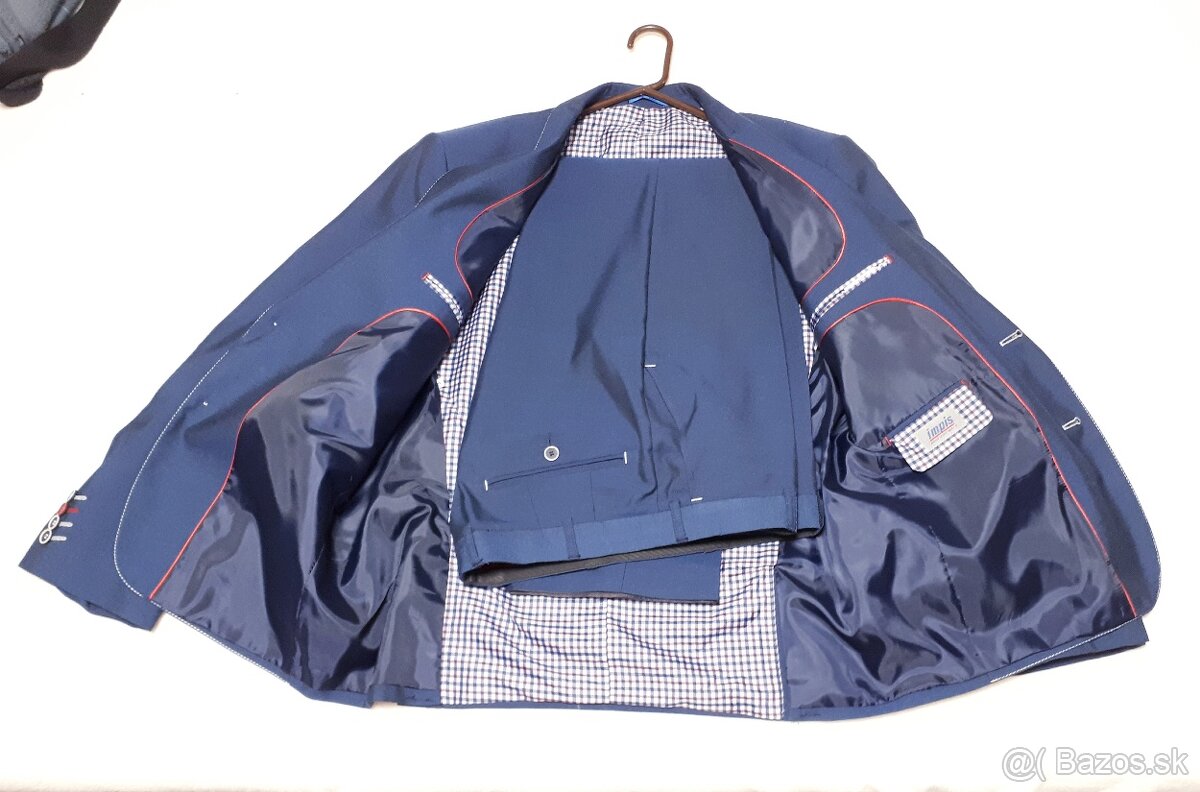 Pánsky modrý slim oblek - 3