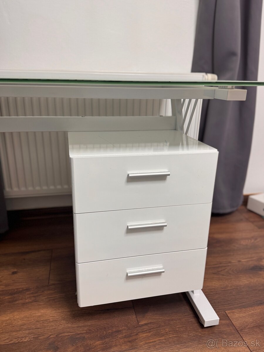 Pisaci stol biely, mliecne tvrdene sklo - 3