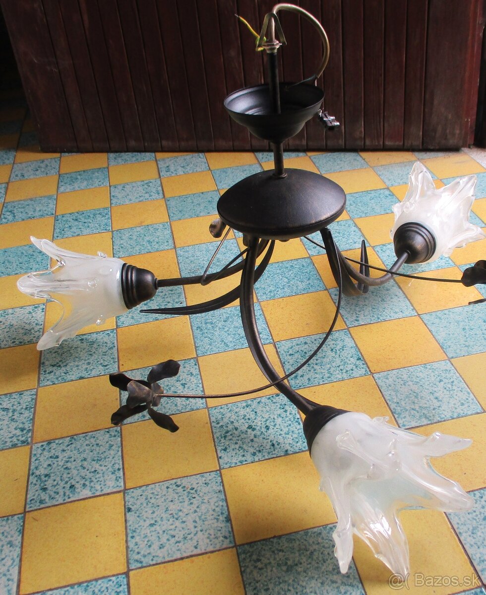 starožitný trojlampový luster - 3