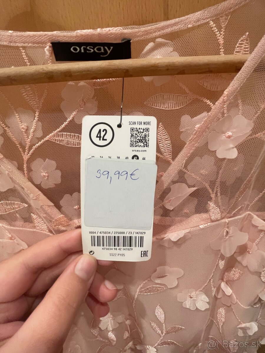 Ruzove kvietkovane saty - velkost 42 - 3