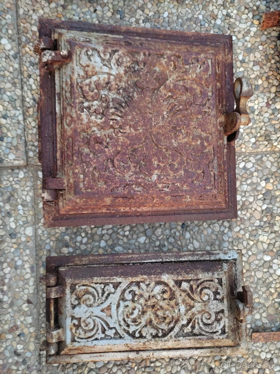 Starožitné dvierka na kachle znacene - 3